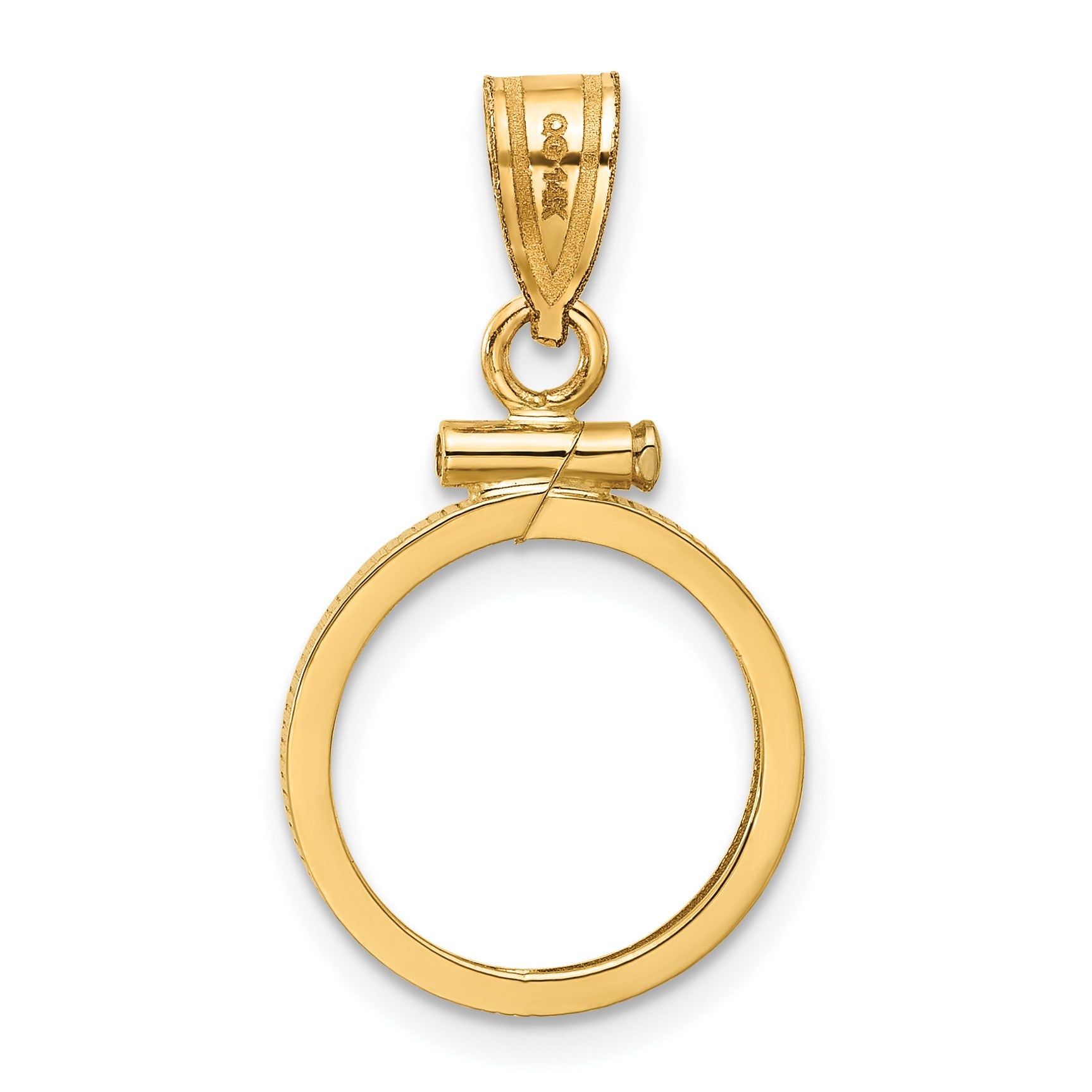 Wideband Distinguished Coin Jewelry 14k Polished 14.0mm x 1.1mm Screw Top Coin Bezel Pendant