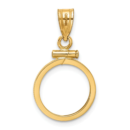 Wideband Distinguished Coin Jewelry 14k Polished 14.0mm x 1.1mm Screw Top Coin Bezel Pendant