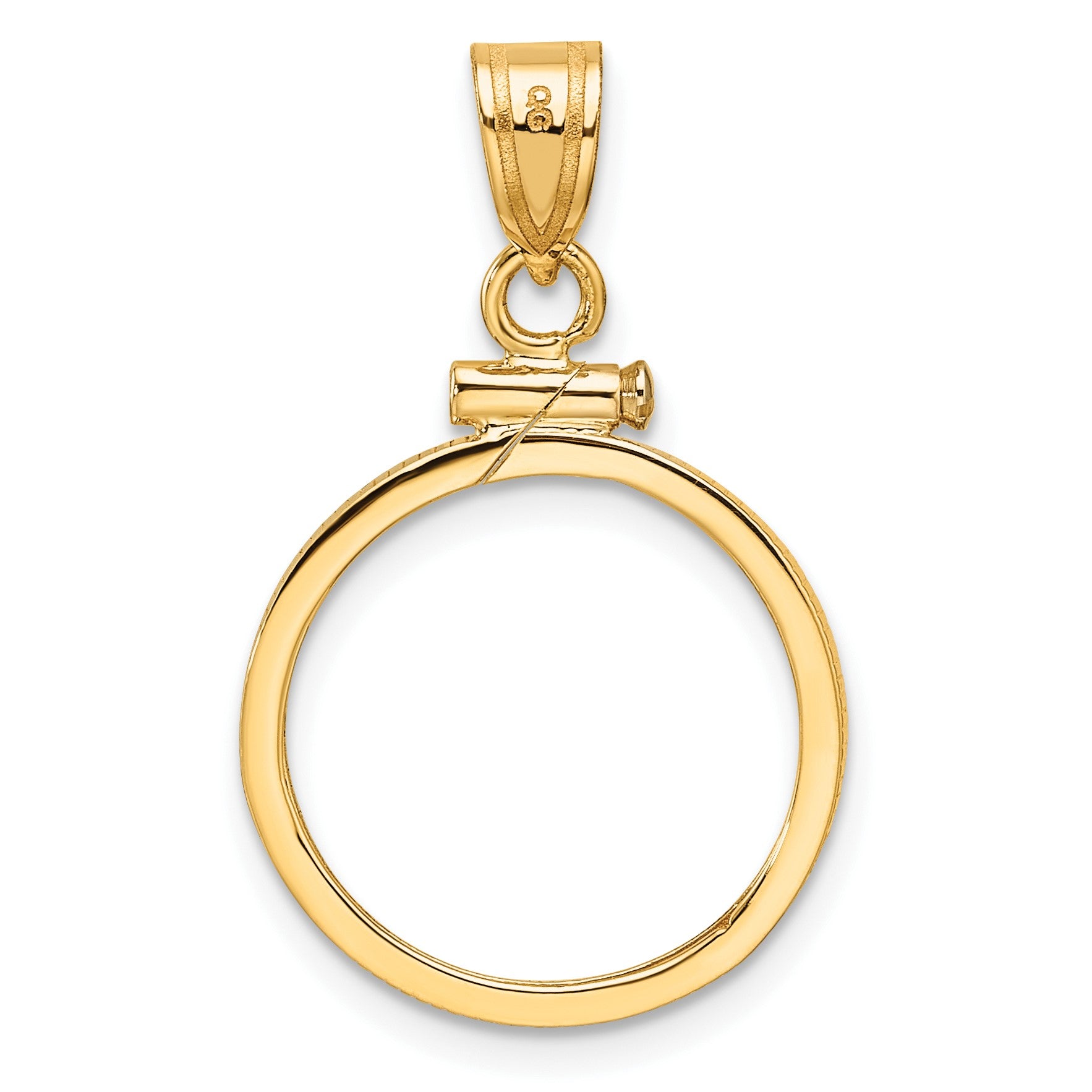 Wideband Distinguished Coin Jewelry 14k Polished 16.5mm x 1.35mm Screw Top Coin Bezel Pendant