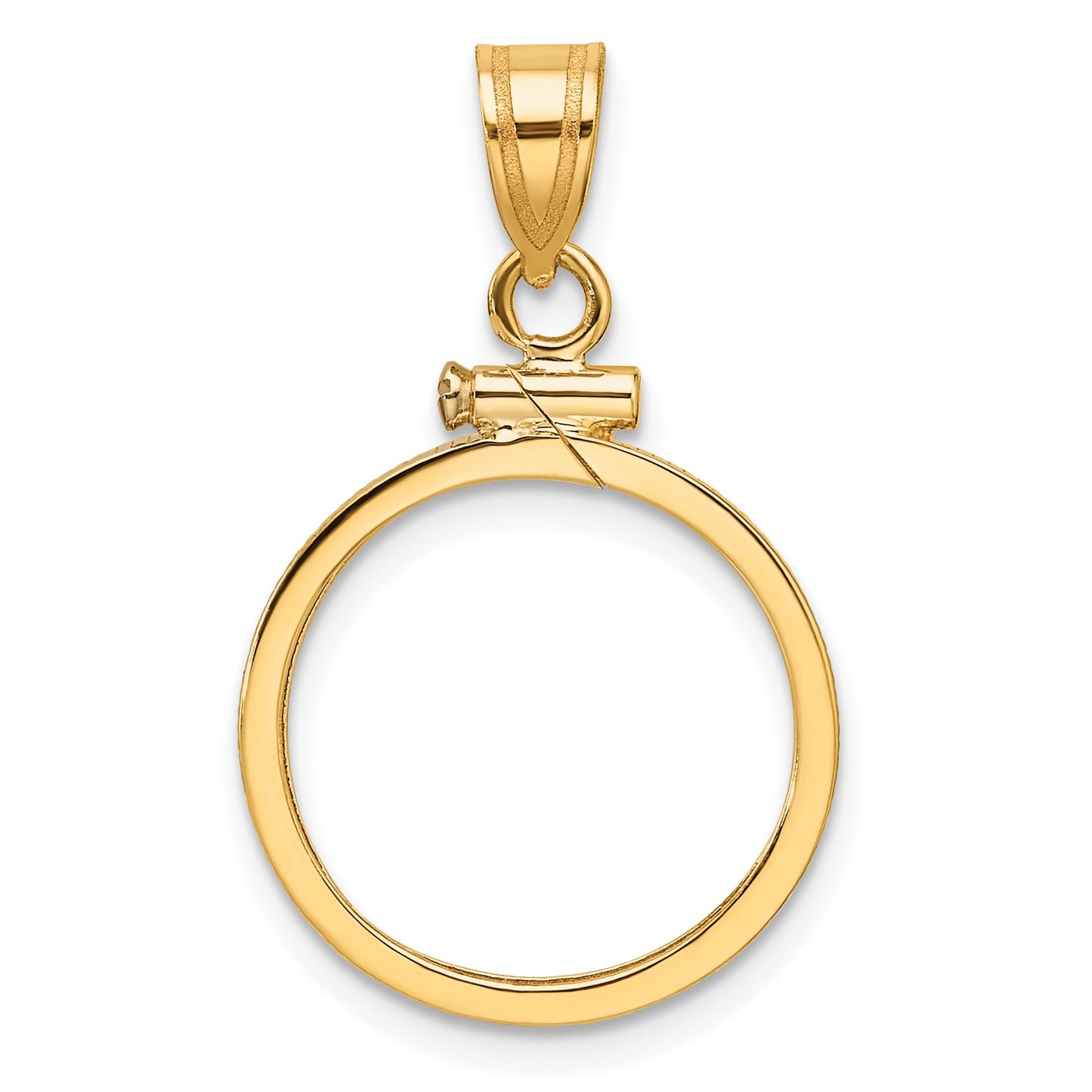 Wideband Distinguished Coin Jewelry 14k Polished 16.5mm x 1.35mm Screw Top Coin Bezel Pendant