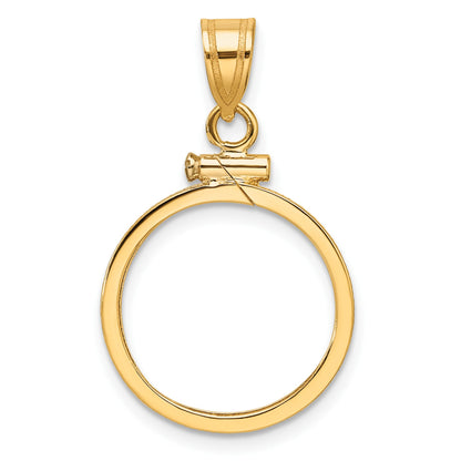 Wideband Distinguished Coin Jewelry 14k Polished 16.5mm x 1.35mm Screw Top Coin Bezel Pendant