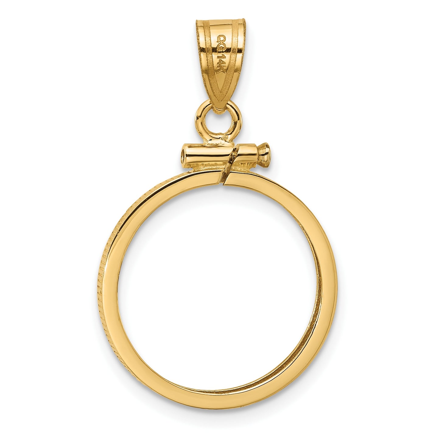 Wideband Distinguished Coin Jewelry 14k Polished 17.8mm x 1.35mm Screw Top Coin Bezel Pendant