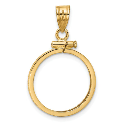 Wideband Distinguished Coin Jewelry 14k Polished 17.8mm x 1.35mm Screw Top Coin Bezel Pendant
