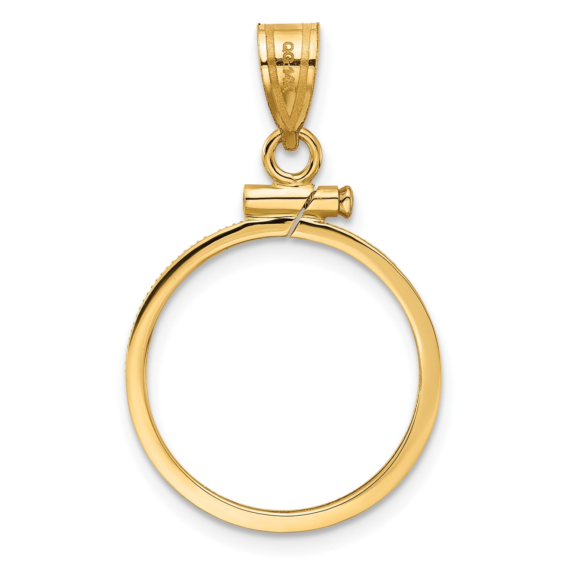 Wideband Distinguished Coin Jewelry 14k Polished 18.0mm x 1.35mm Screw Top Coin Bezel Pendant