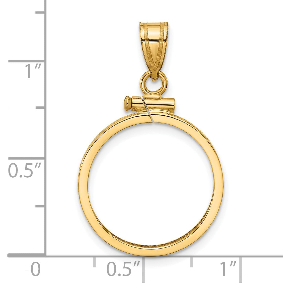 Wideband Distinguished Coin Jewelry 14k Polished 18.0mm x 1.35mm Screw Top Coin Bezel Pendant