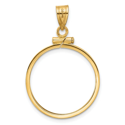 Wideband Distinguished Coin Jewelry 14k Polished 21.6mm x 1.7mm Screw Top Coin Bezel Pendant