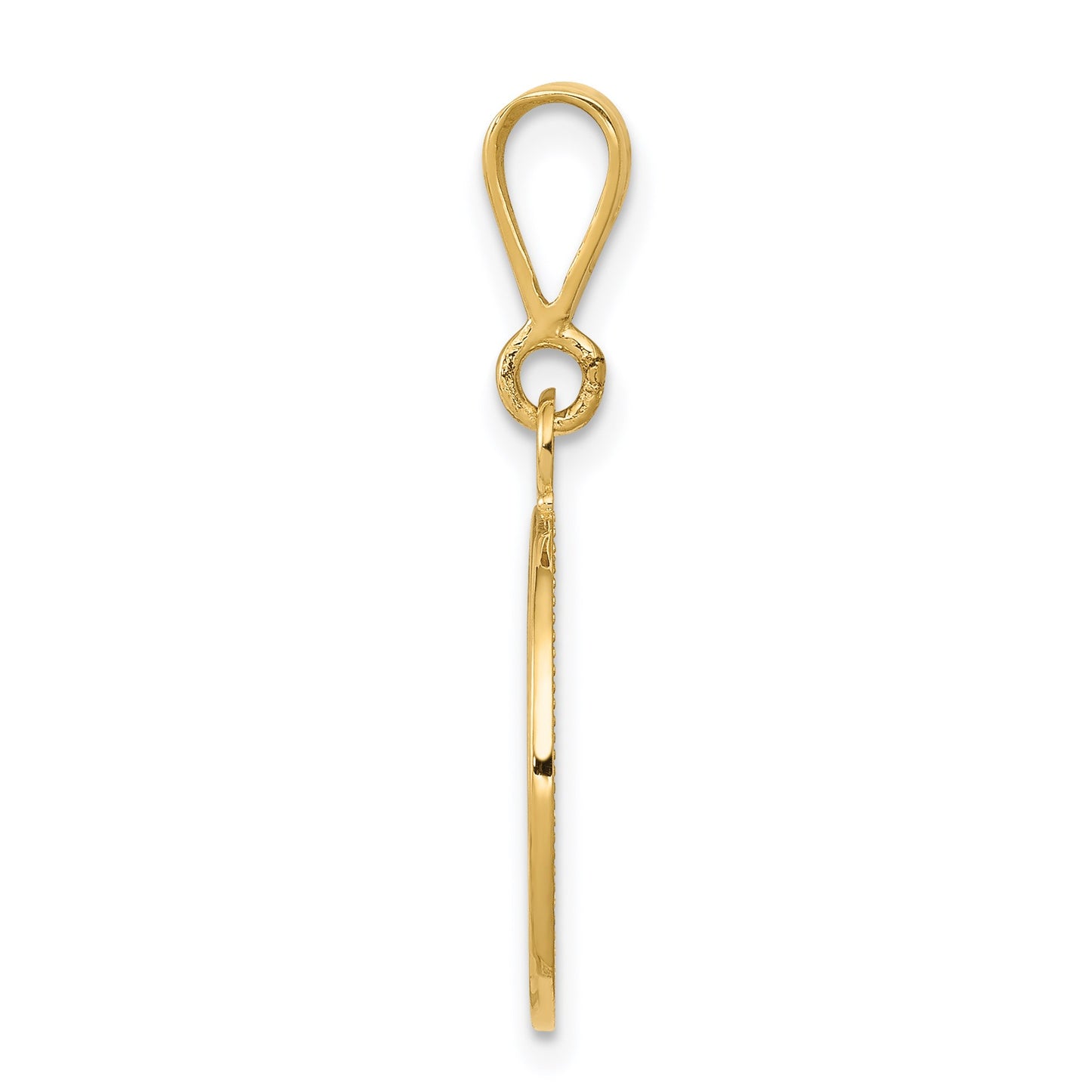 14K Polished and Satin Raphael Angel Round Pendant