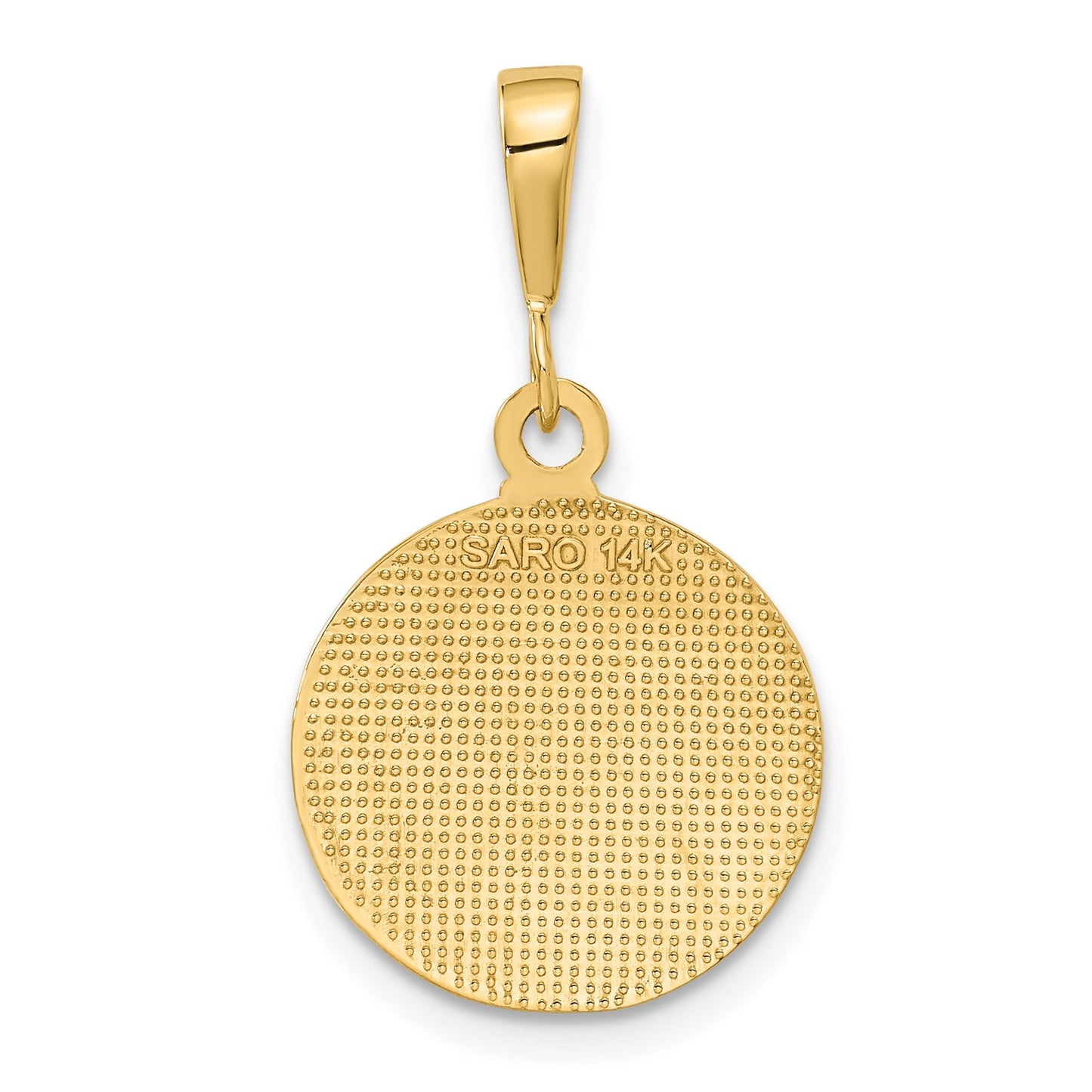 14K Polished and Satin Raphael Angel Round Pendant