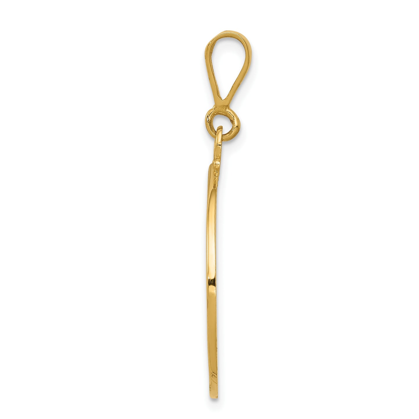14K Polished and Satin Angel Round Pendant