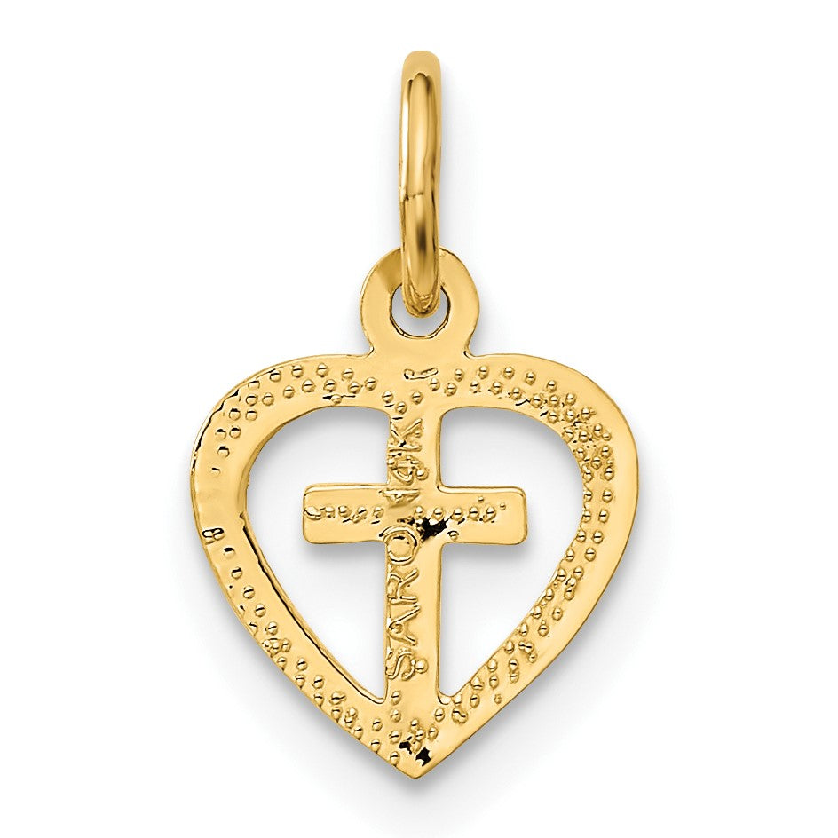 14k Small Cross in Heart Charm