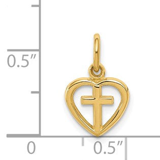 14k Small Cross in Heart Charm