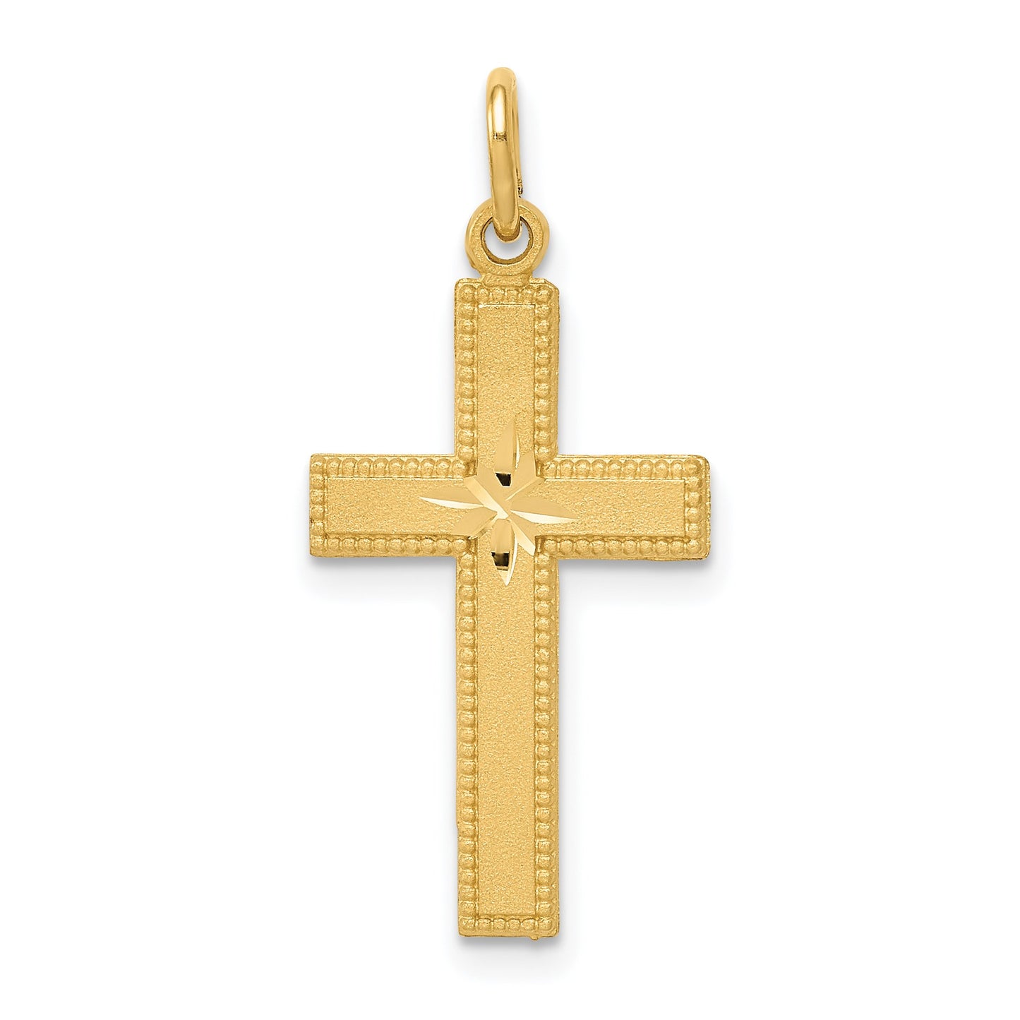 14k Diamond-cut Cross Pendant