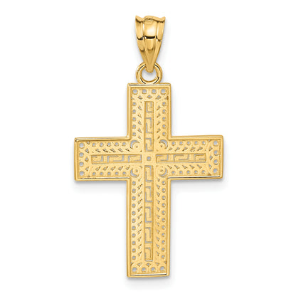 14k Greek Key Filigree Cross Pendant