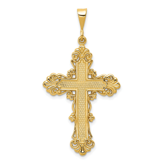 14k Fleur De Lis Cross Pendant