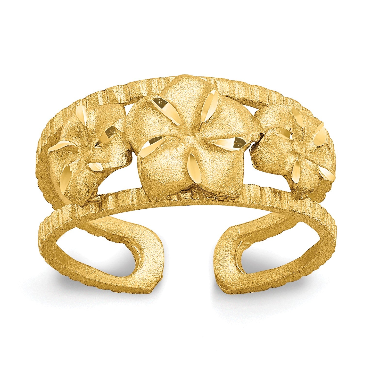 14k Diamond-cut Plumeria Toe Ring