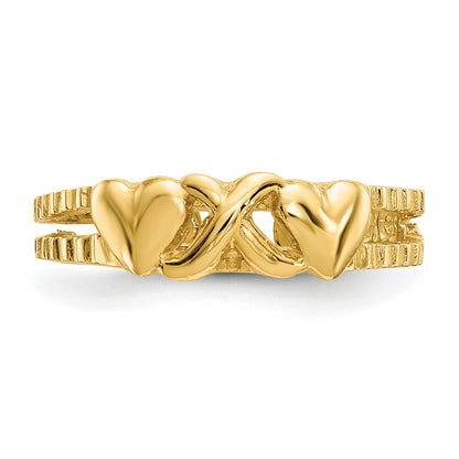 14k Hearts-and-X Toe Ring