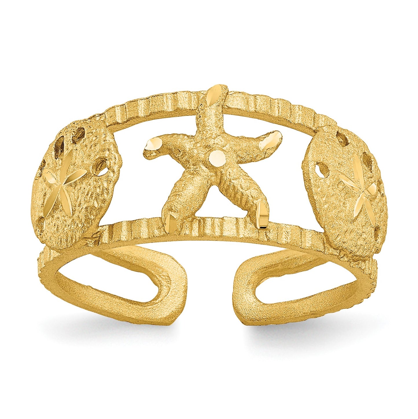 14k Starfish and Shells Toe Ring