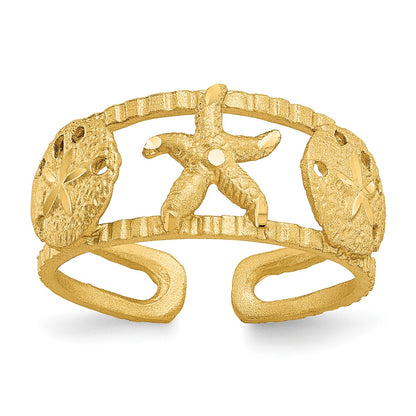 14k Starfish and Shells Toe Ring