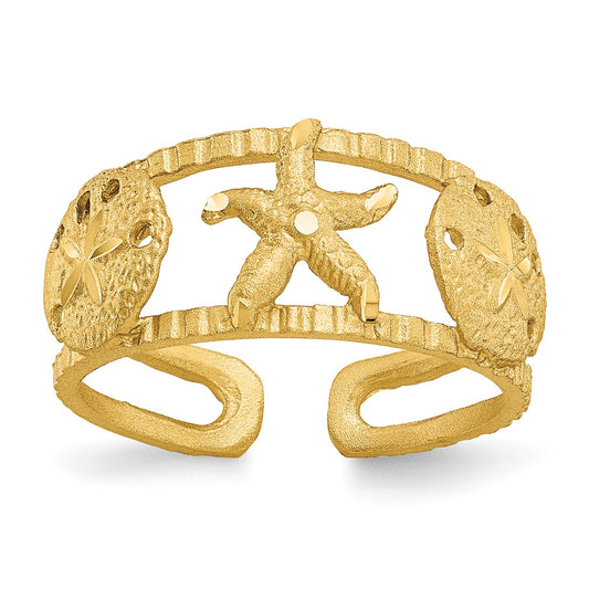 14k Starfish and Shells Toe Ring