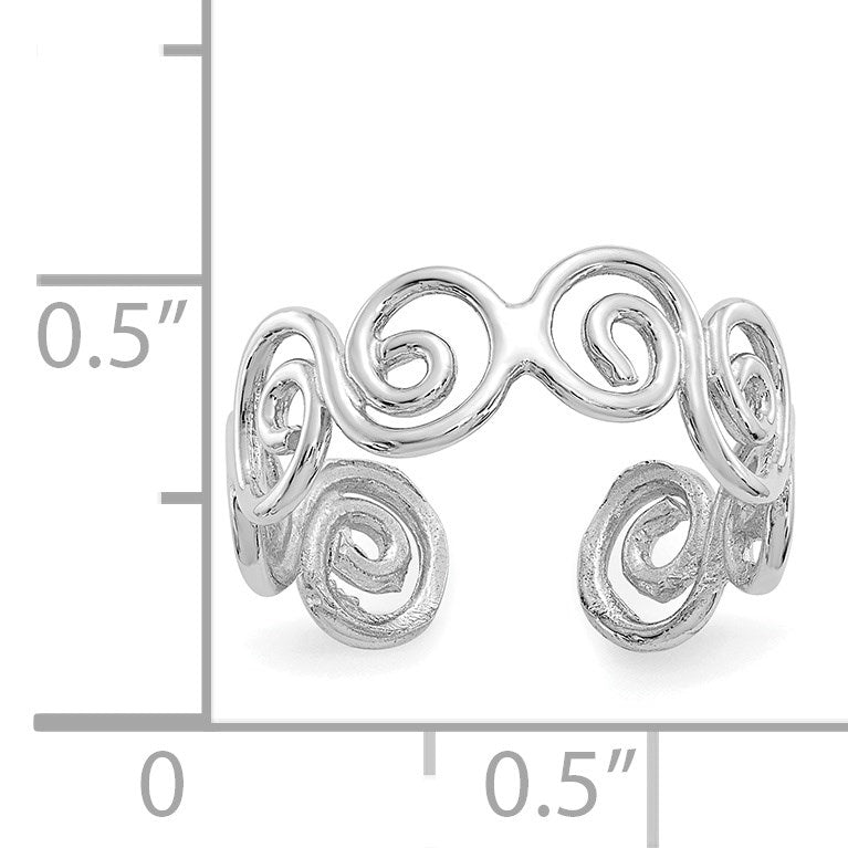 14k White Gold Scroll Toe Ring