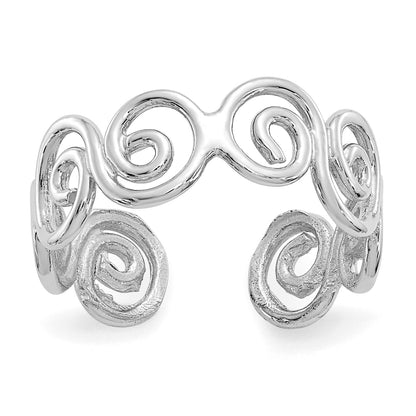 14k White Gold Scroll Toe Ring