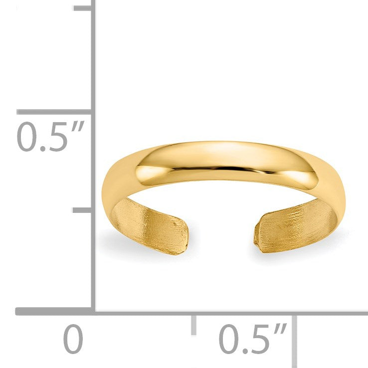 14k High Polished 2.5mm Band Toe Ring