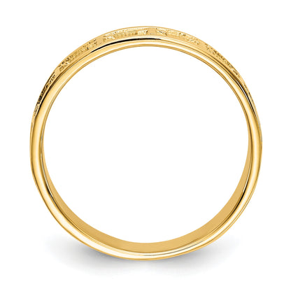 14k Polished and Satin Cross Band
