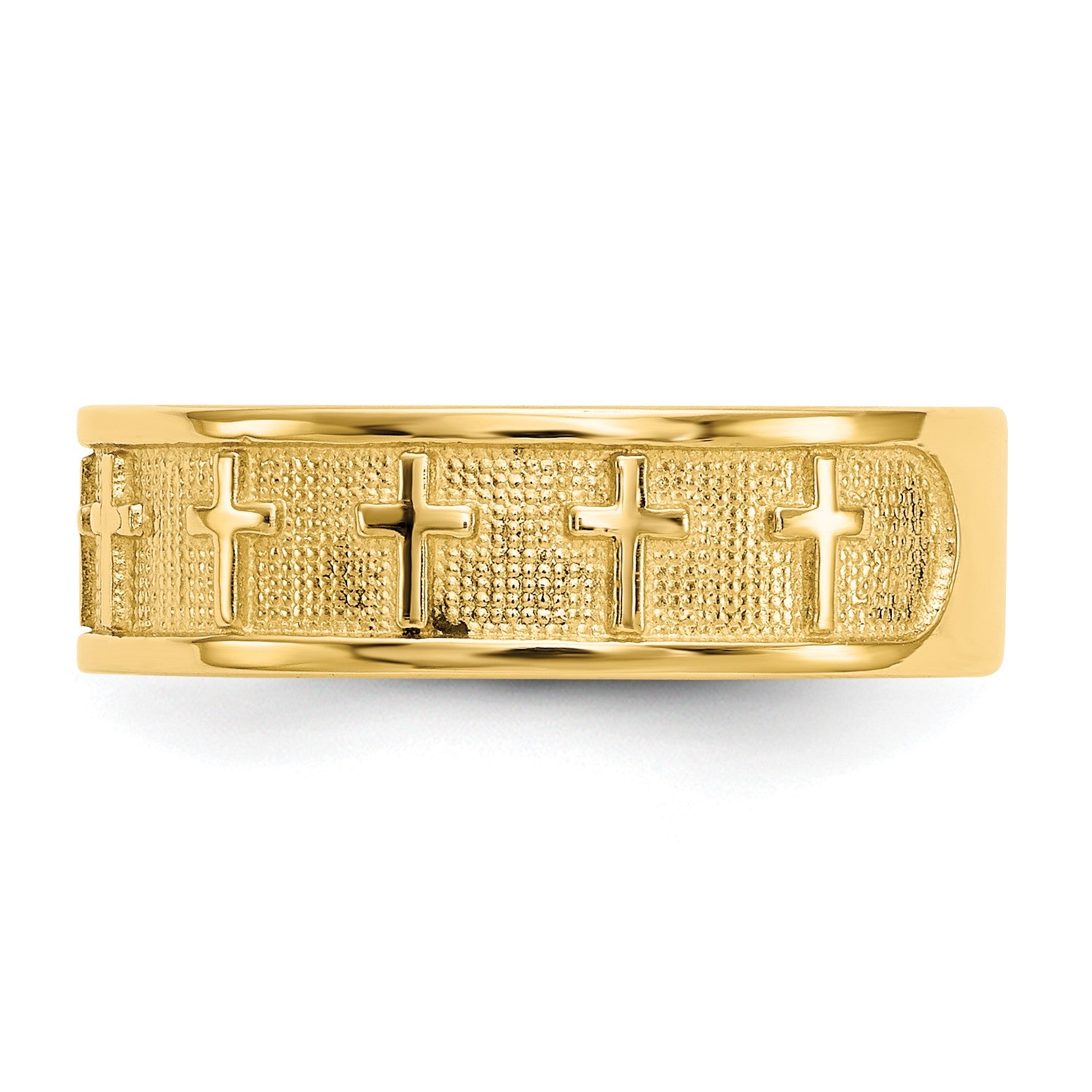 14k Polished and Satin Cross Band