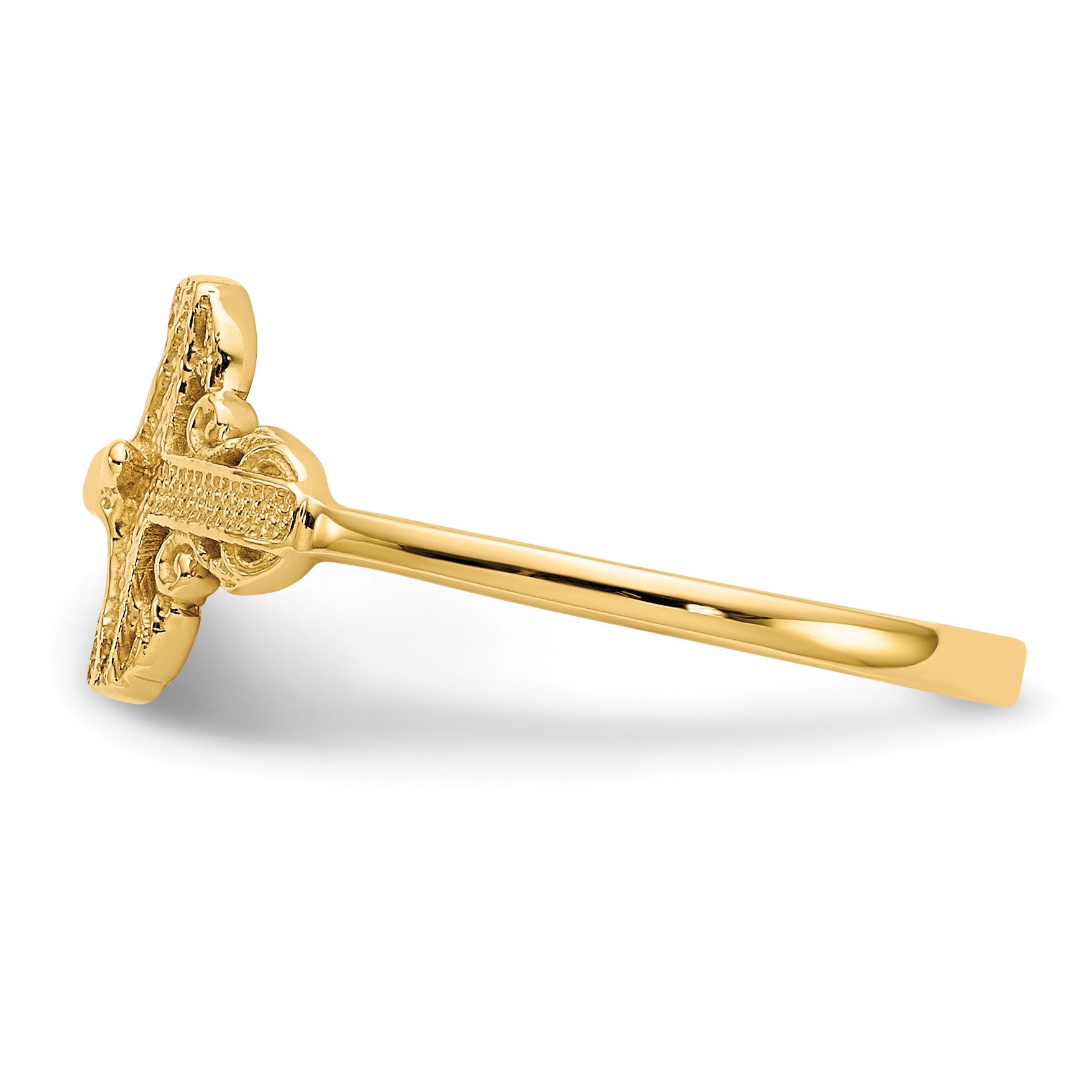 14k Diamond-Cut Crucifix Ring