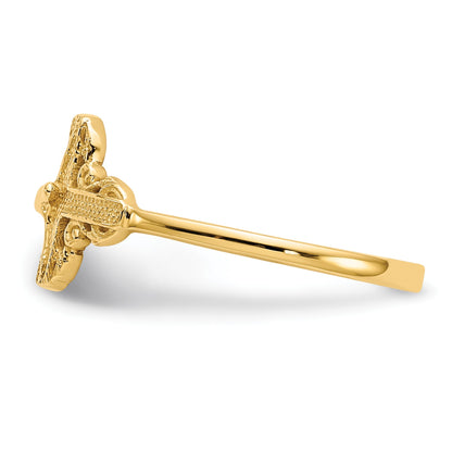 14k Diamond-Cut Crucifix Ring