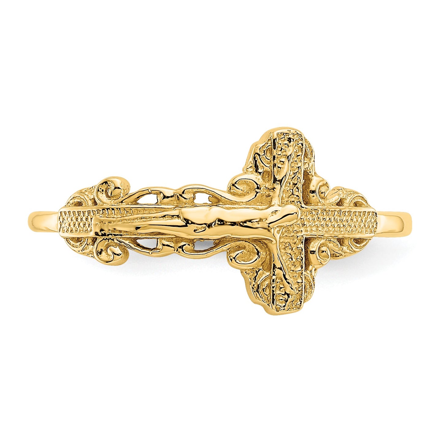 14k Diamond-Cut Crucifix Ring