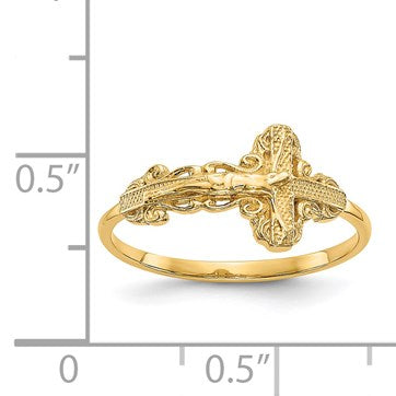14k Diamond-Cut Crucifix Ring