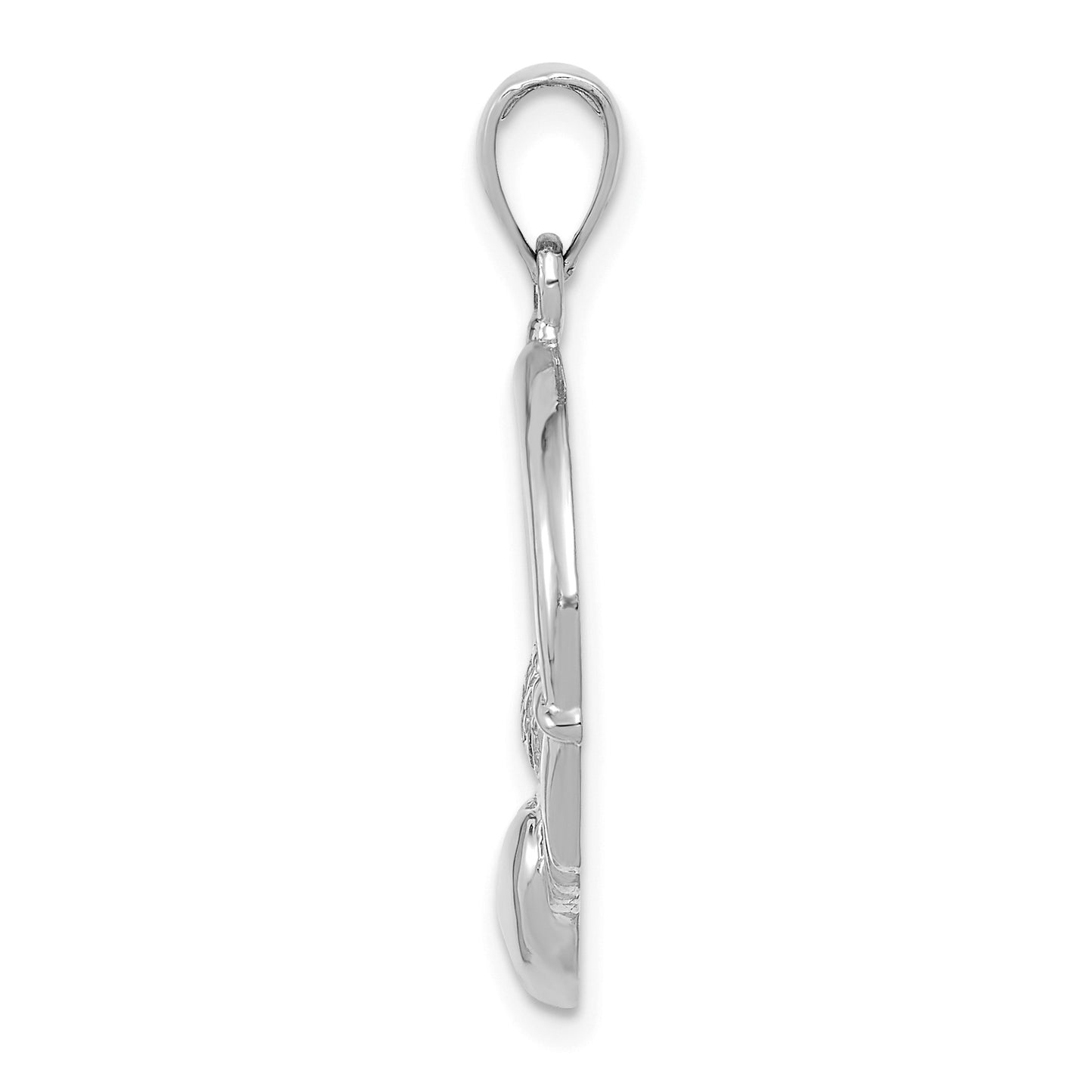 14k White Gold Polished Claddagh Pendant