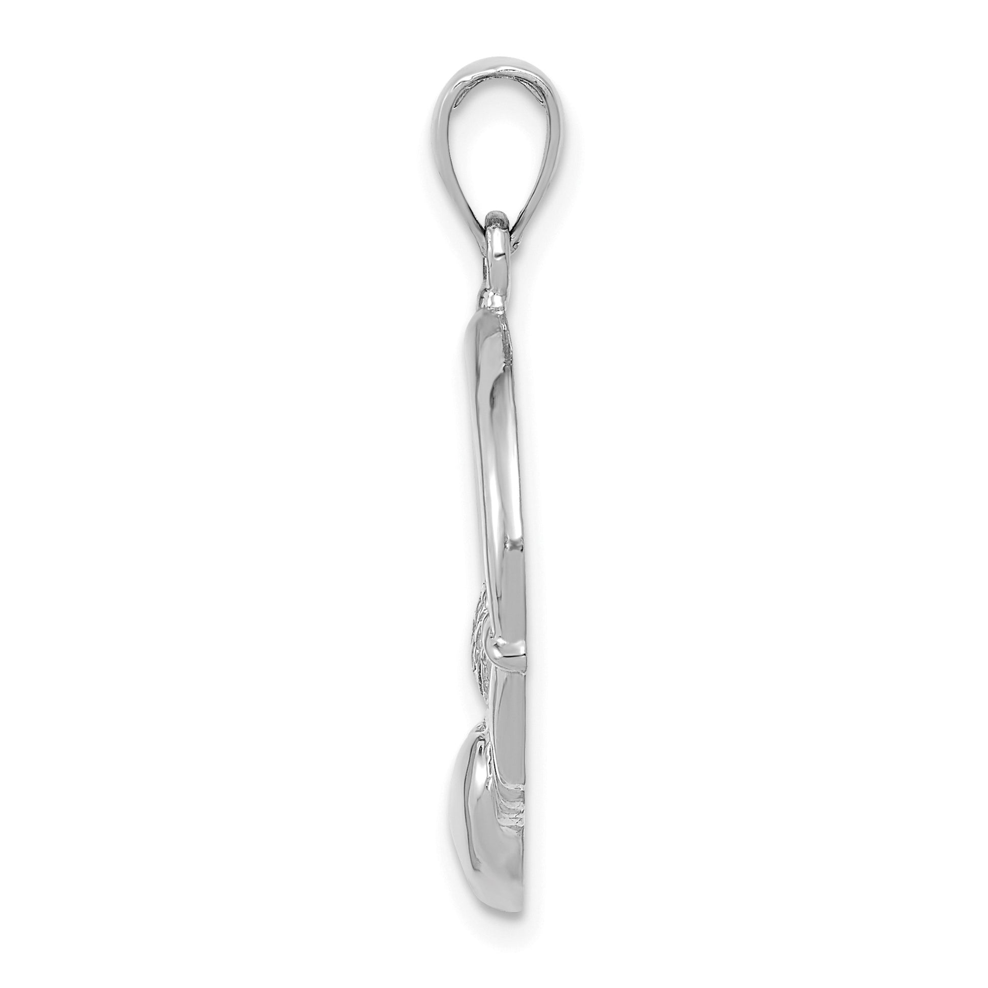 14k White Gold Polished Claddagh Pendant