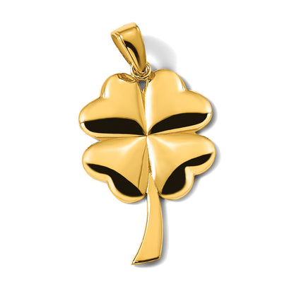 14k Solid Polished 4-Leaf Clover Pendant