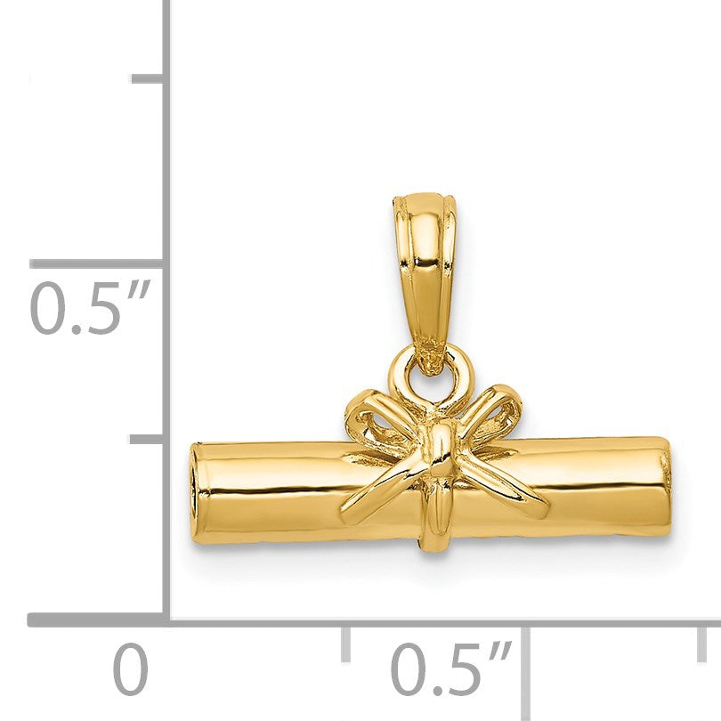 14k 3-D Hollow Polished DIPLOMA Pendant