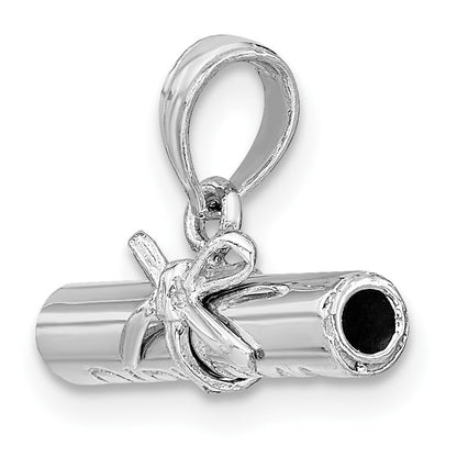 14K White Gold 3-D Hollow Polished DIPLOMA Pendant