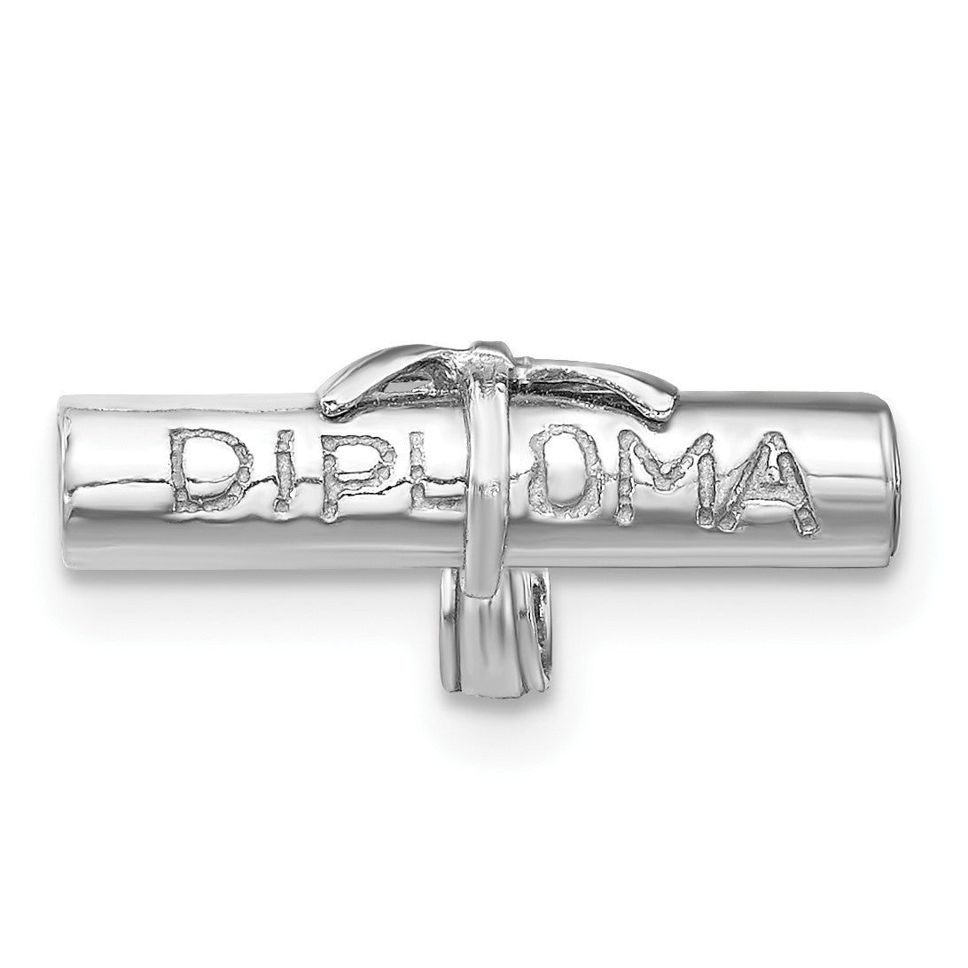 14K White Gold 3-D Hollow Polished DIPLOMA Pendant
