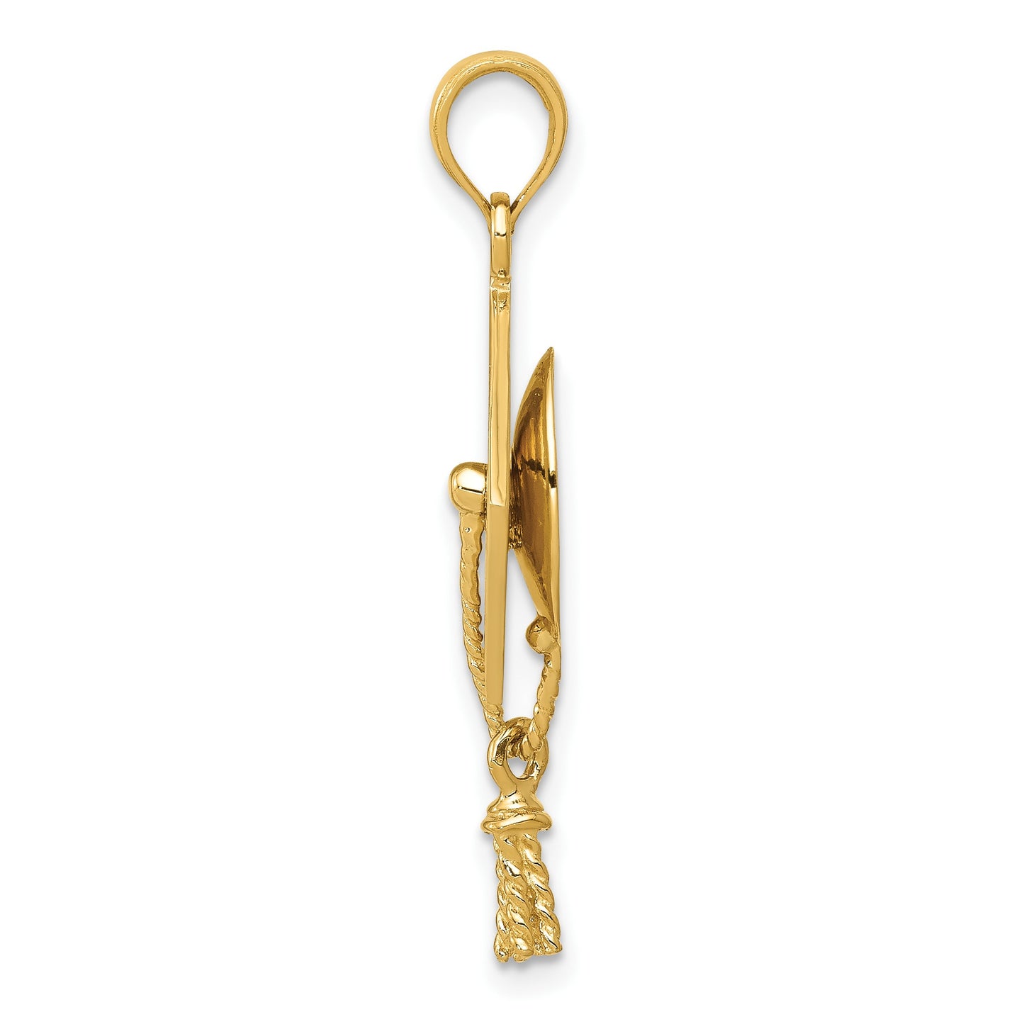 14k Solid Polished 3-D Graduation Cap with Moveable Tassel Pendant