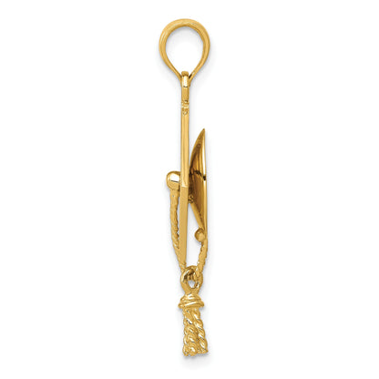 14k Solid Polished 3-D Graduation Cap with Moveable Tassel Pendant