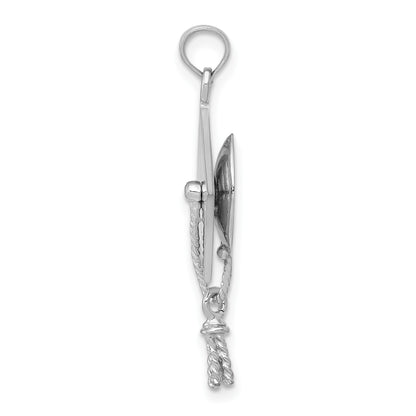 14K White Gold 3-D Graduation Cap with Moveable Tassel Charm