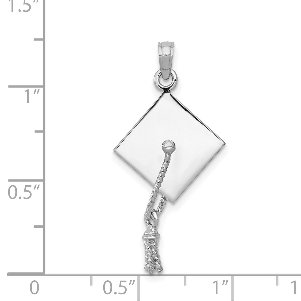 14K White Gold 3-D Graduation Cap with Moveable Tassel Charm