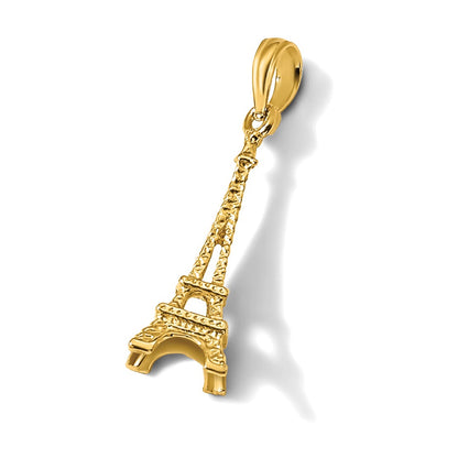 14k Solid Polished 3-D Eiffel Tower Charm