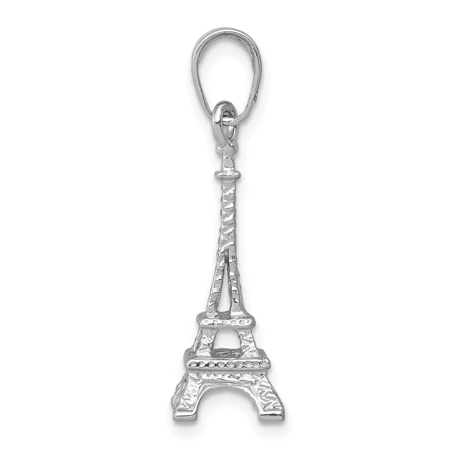 14k White Gold Solid Polished 3-D Eiffel Tower Charm