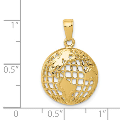 14k Polished Cut-out Globe Pendant