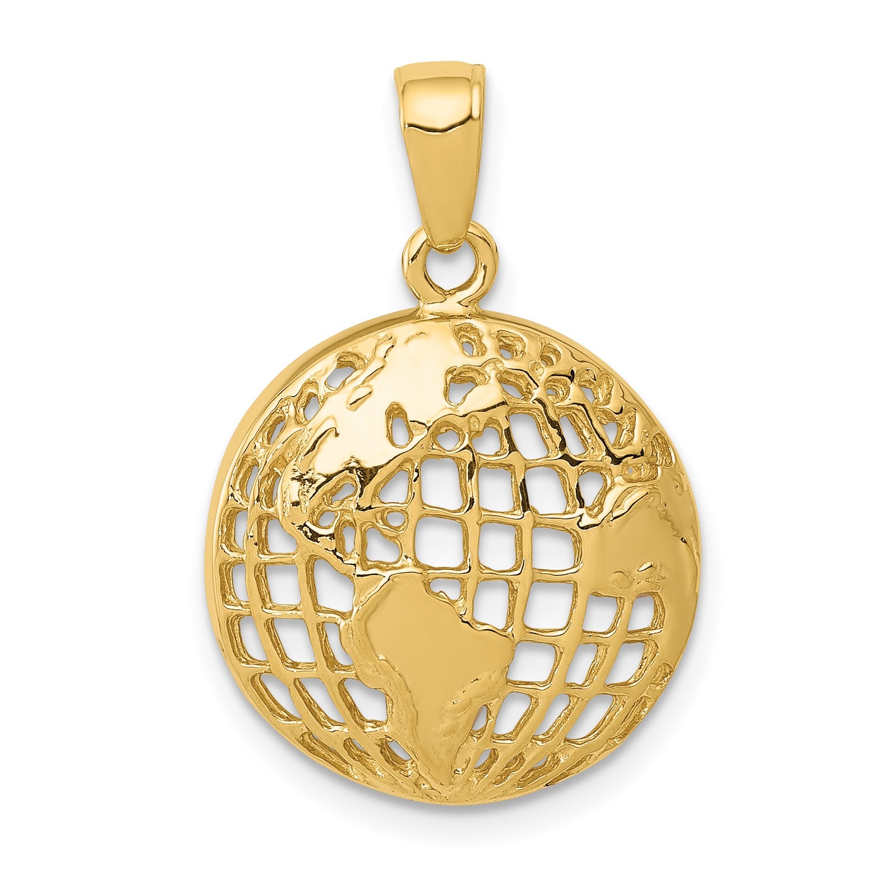 14k Polished Cut-out Globe Pendant
