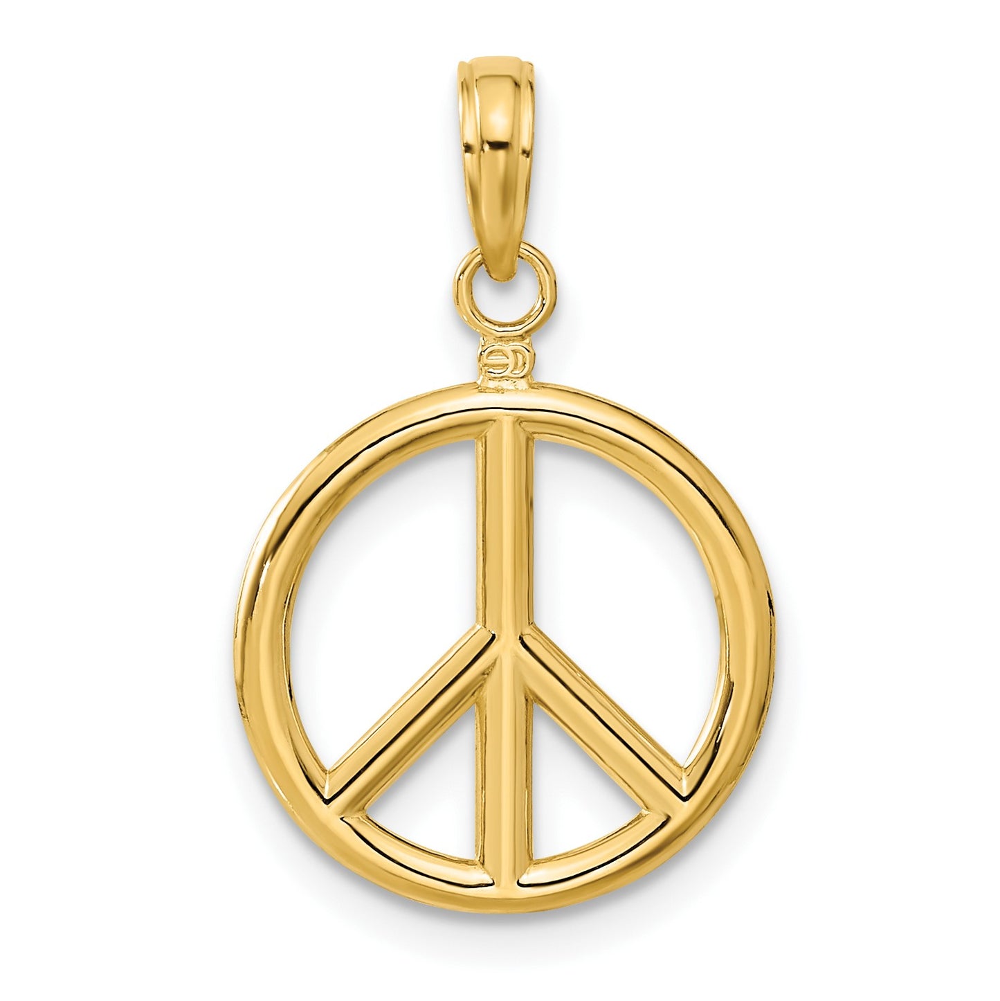 14k 3-D Polished Peace Sign Charm