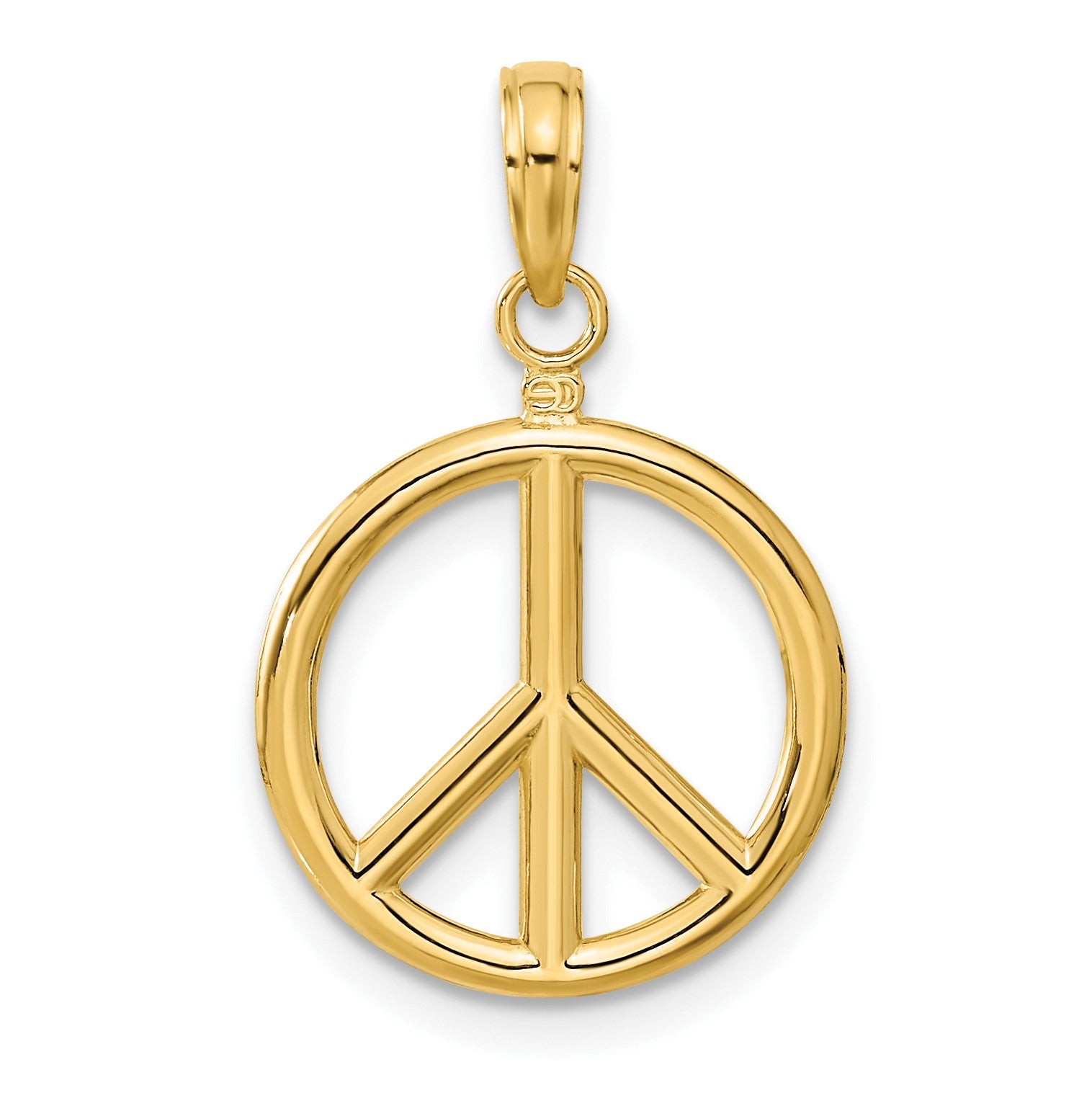 14k 3-D Polished Peace Sign Charm
