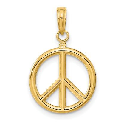 14k 3-D Polished Peace Sign Charm