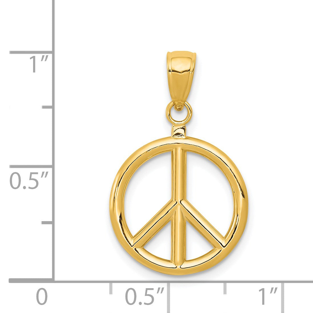 14k 3-D Polished Peace Sign Charm